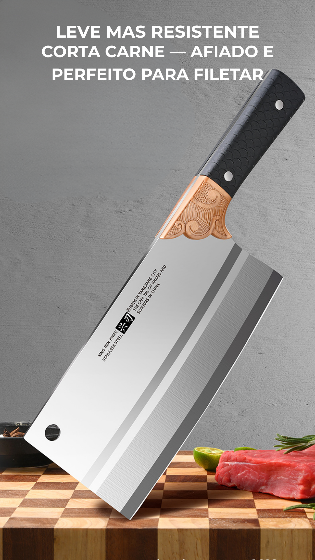 Faca de corte profissional — forjada à mão