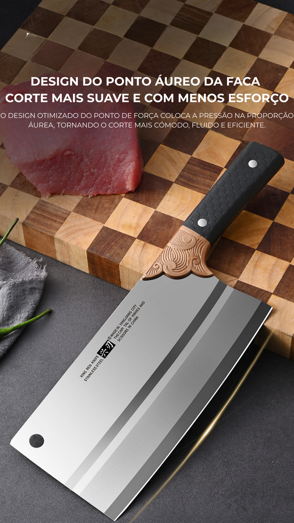 Faca de corte profissional — forjada à mão