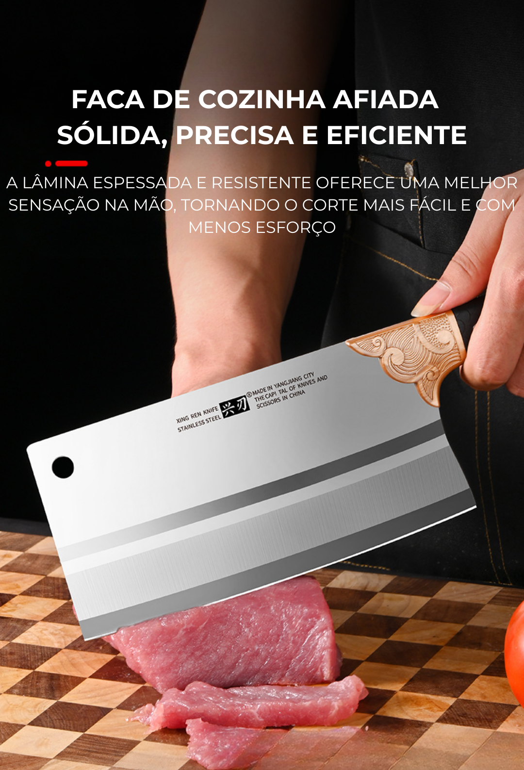 Faca de corte profissional — forjada à mão