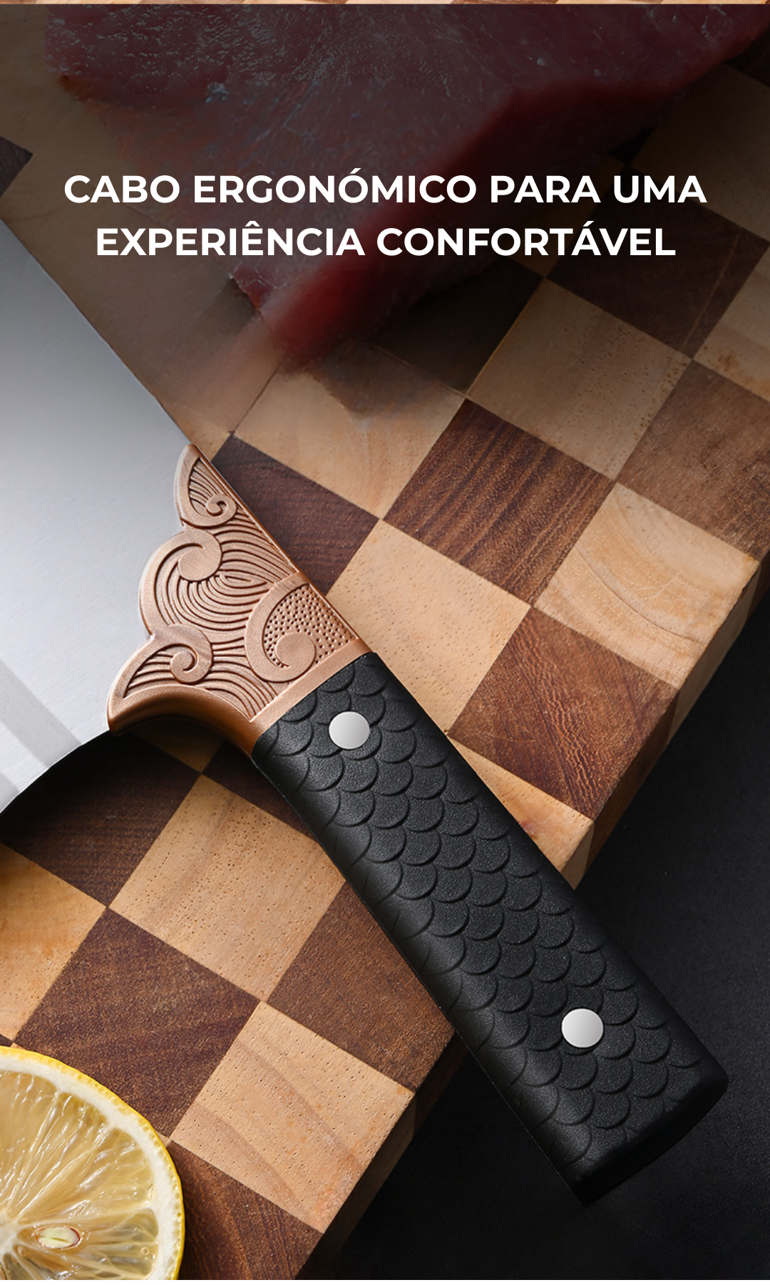 Faca de corte profissional — forjada à mão