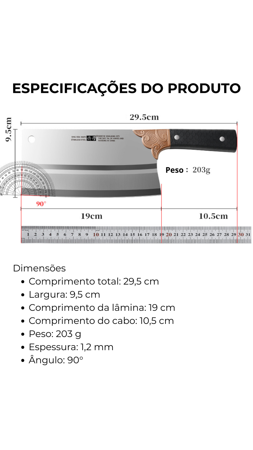 Faca de corte profissional — forjada à mão
